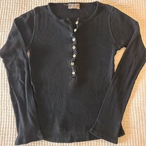 Michael Stars/Free People Black Ribbed Henley